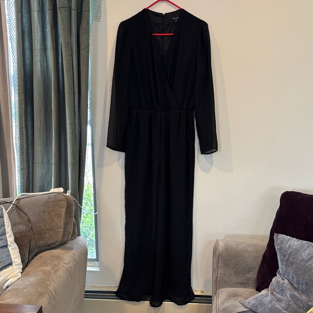 Tahari Black Long Sleeve Jumpsuit
